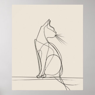 Kitty Cat minimalist line art Poster