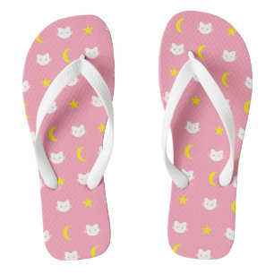 kitty Cat Moon And Stars Flip Flops