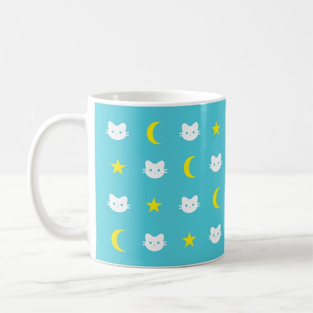 Kitty Cat Moon And Stars Mug (Left)