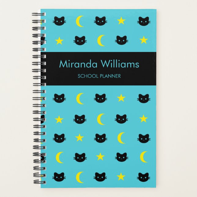 Kitty Cat Moon And Stars Planner (Front)