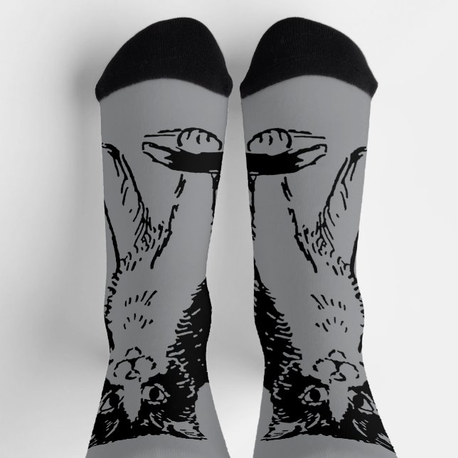 Kitty Cat on Grey Fine Art Socks (Top)