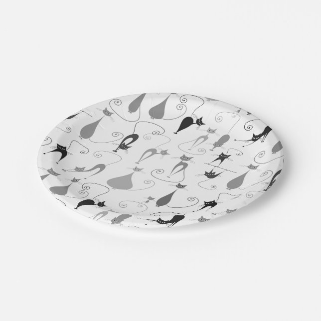 Kitty Cat Pattern Paper Plate (Angled)