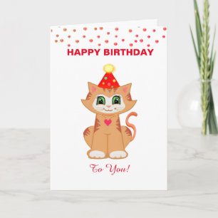 Kitty Cat Personalized Birthday Wishes Card