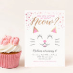 Kitty Cat Pink Gold Birthday Party Invitation<br><div class="desc">Fun cat themed birthday party invitation with a kitty's face in the middle. The funny text above says "Are you kitten me right Meow?" in pink and gold fonts. There are faux pink glitters around. Customize this product by adding your own party information. Cute invite for your girl's birthday!</div>