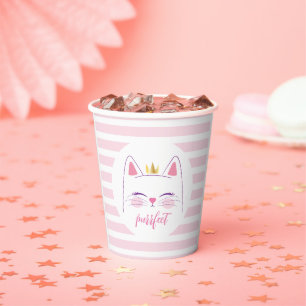 Kitty Cat Pink Gold Birthday Party  Paper Cups