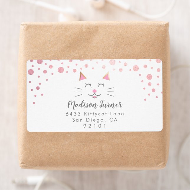 Kitty Cat Pink Gold Parties scintillant Adresse de (En situation)