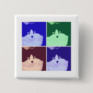 Kitty Cat Pop Art 2 Inch Square Button