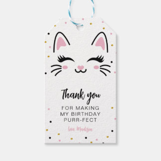 Kitty Cat Purrfect Birthday Thank You Favour Gift Tags