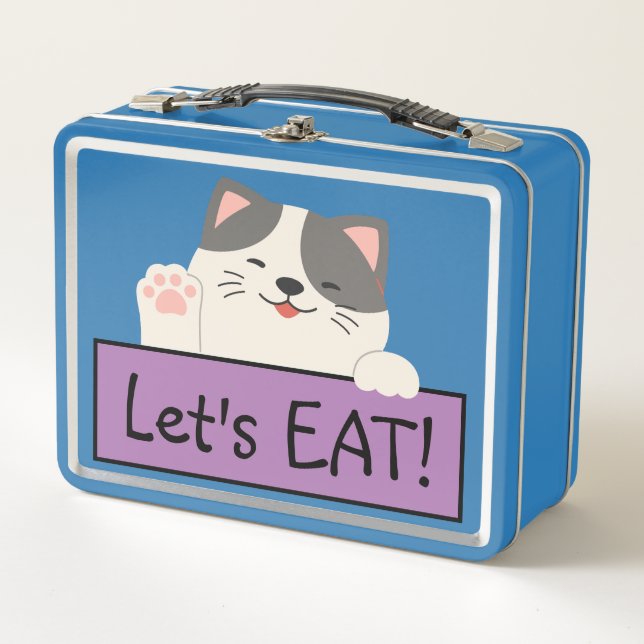 Kitty Cat School Buddy Personalized Metal Lunch Box (Front)