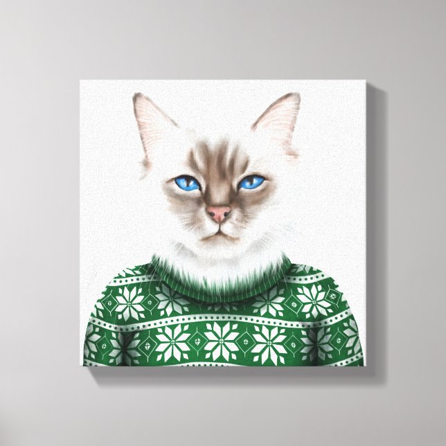 Kitty Cat Sweater Canvas Print (Front)