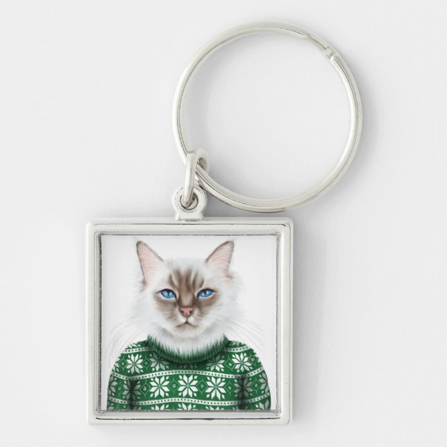 Kitty Cat Sweater Keychain (Front)