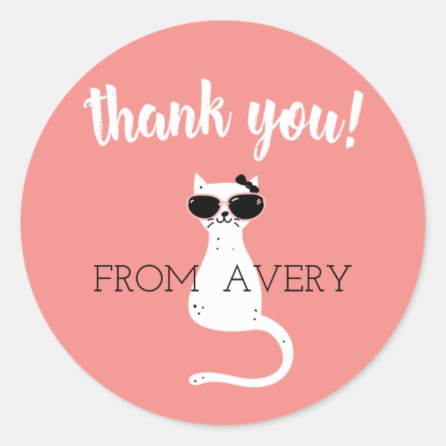 Kitty Cat Thank You Sticker (Front)