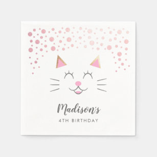 Kitty Cat Theme Birthday Party Napkin