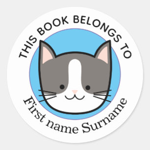Kitty Cat This Book Belongs To Personalized Classic Round Sticker