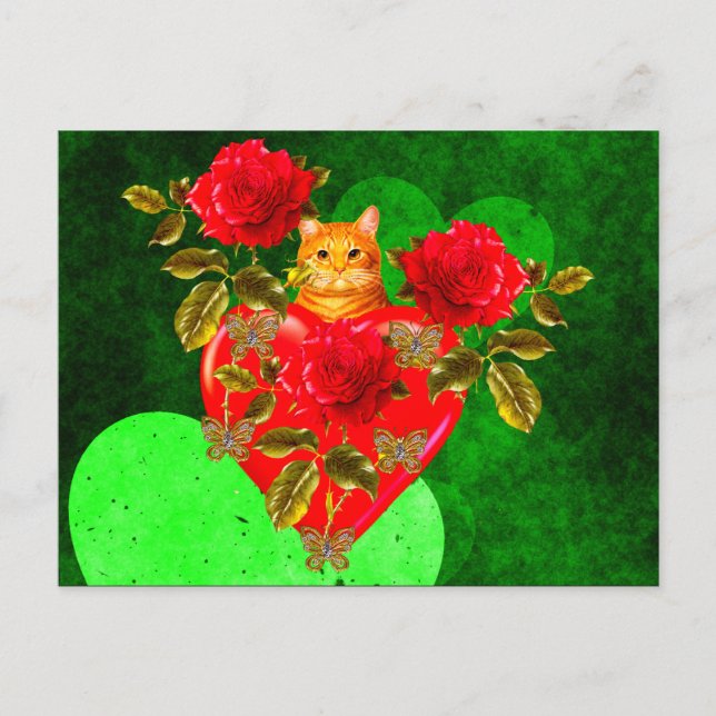 Kitty Cat Valentine Holiday Postcard (Front)