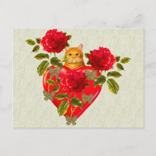 Kitty Cat Valentine Holiday Postcard