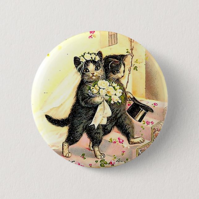 Kitty Cat Wedding 2 Inch Round Button (Front)
