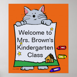 Kitty Cat Welcome/Personalize/by Vera Trembach Poster