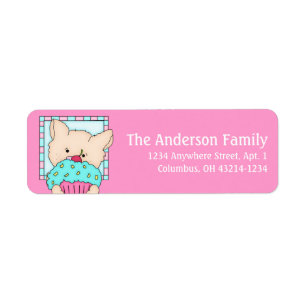 Kitty Cat with Cupcake Birthday Address Labels d1