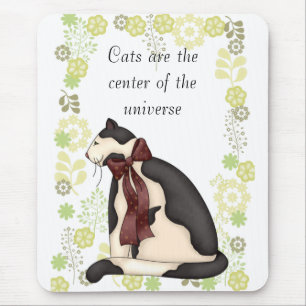Kitty Cat with Flowers Picture Mouse Pad
