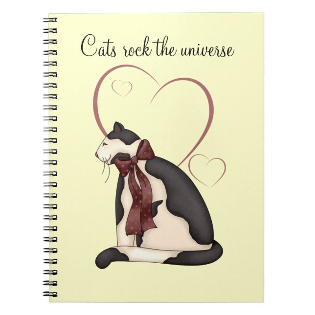 Kitty Cat with Hearts Picture Notebook (Front)