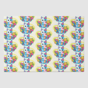 Kitty Cat with ice cream Summer Kawaii Character Tissue Paper