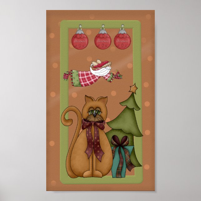 Kitty Cat with Tree Picture Poster (Front)