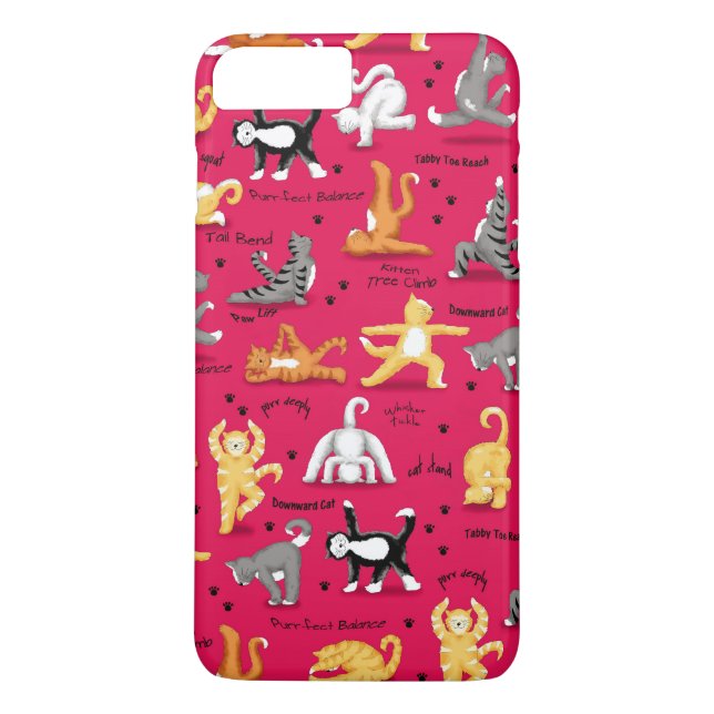 Kitty Cat Yoga Poses Colourful Red Yellow Whimsy Case-Mate iPhone Case (Back)