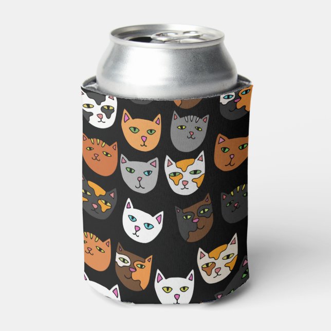 Kitty Cats everywhere pattern Can Cooler (Can Front)