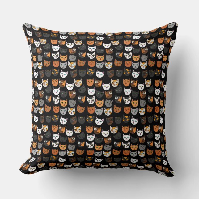 Kitty Cats everywhere pattern   Throw Pillow (Front)