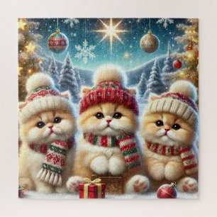 Kitty Cats in Christmas Decor and Snow  Jigsaw Puzzle