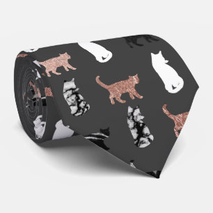 Kitty Cats in Rose Gold and Black and White Marble Tie