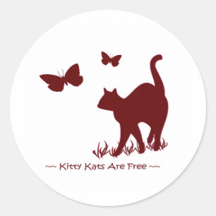 Kitty Cats R Free - Red / Maroon Classic Round Sticker