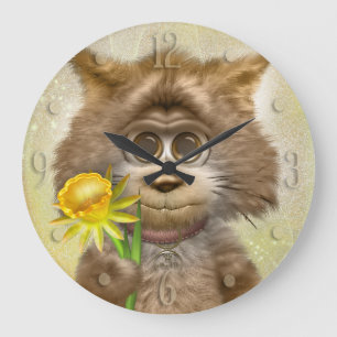Kitty Cats Spring Flower Large Clock