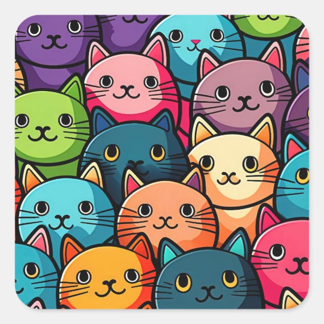 Kitty Cats Square Sticker (Front)