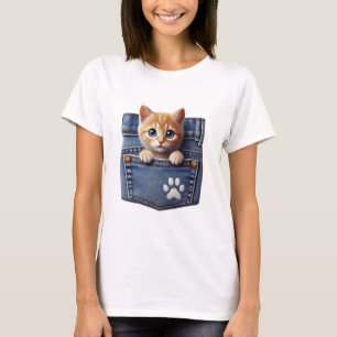 Kitty Chat à l’intérieur du T-shirt féminin Denim