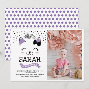 Kitty Chat Anniversaire Invitation avec photo