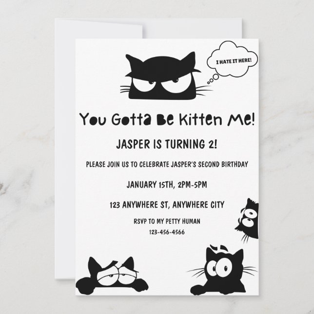 Kitty Chat Anniversaire Kitten Pawty Invitation (Devant)