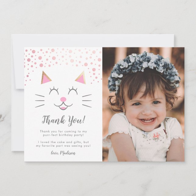 Kitty Chat Anniversaire Merci Photo personnalisée (Devant)