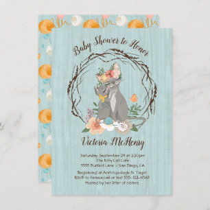 Kitty Chat chaton et Momma Baby shower Invitations