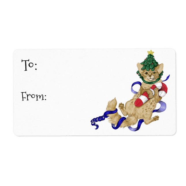 Kitty Chat Noël Cadeau Étiquettes (Devant)