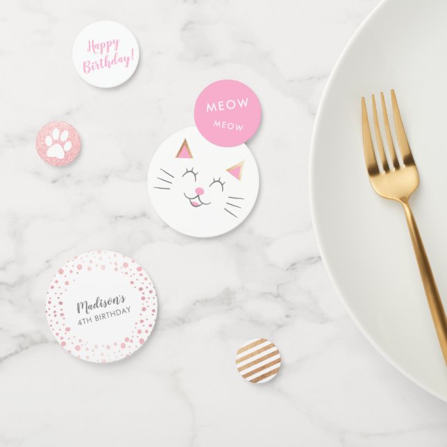 Kitty Chat Rose Gold Girls Anniversaire Confetti (Groupe)