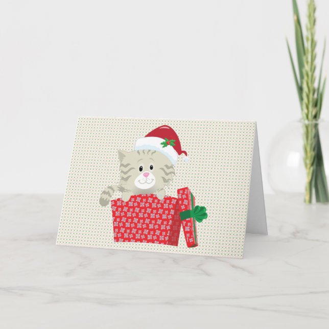 KITTY CHRISTMAS GIFT BOX HOLIDAY CARD (Front)