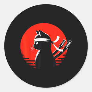 Kitty Combat Master Jiu-Jitsu Ninja And Martial Classic Round Sticker