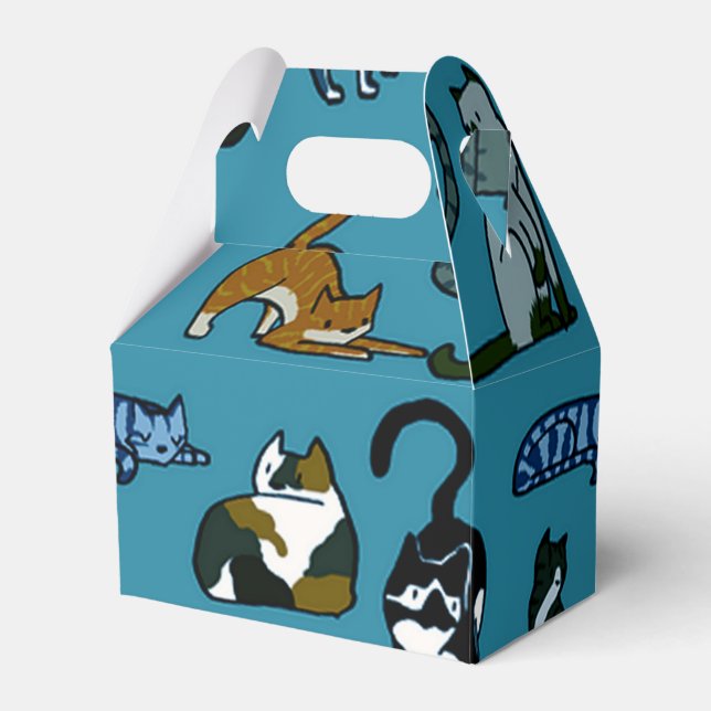 Kitty Corner Cat Pattern Favour Box (Front Side)
