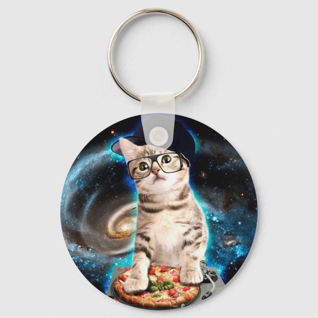 kitty dj cat keychain (Front)