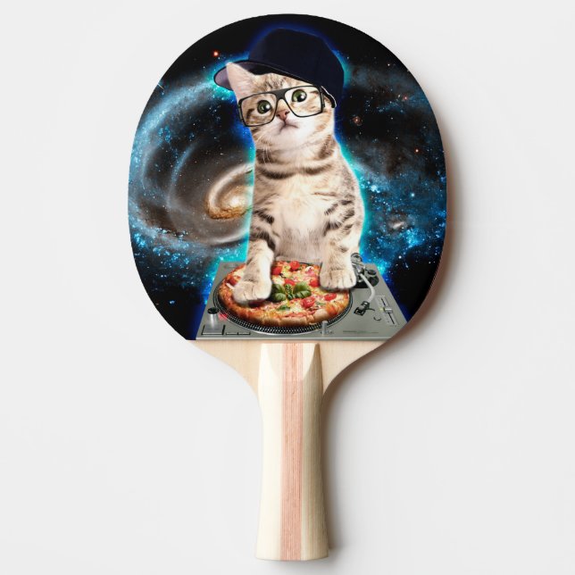 kitty dj cat ping pong paddle (Front)