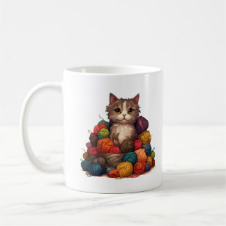 Kitty en fil pile tricot crochet mug