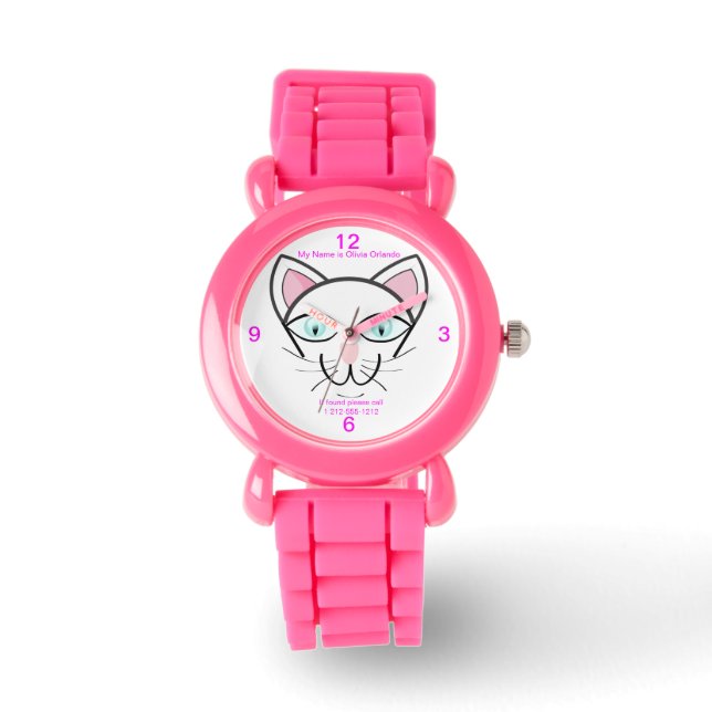 Kitty Face Kids Lost and Found Now Childrens Watch (Front)