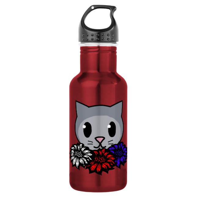 Kitty & Flowers for Kids 532 Ml Water Bottle (Front)